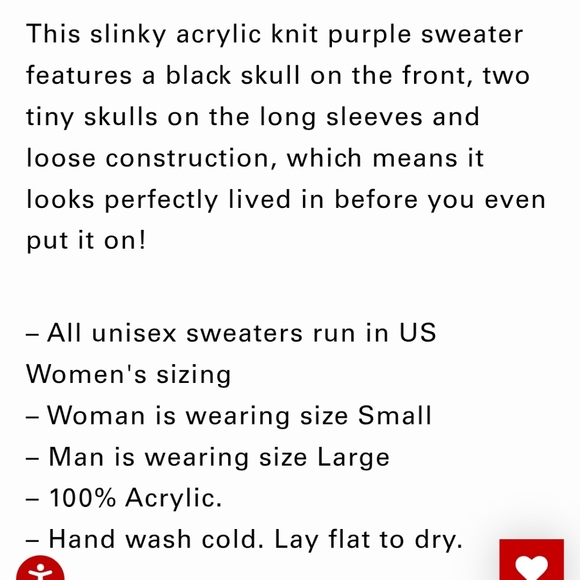 TRIPP nyc Purple Long Sleeve Black Skull Sweater Size M GOTH STEAMPUNK - Picture 10 of 10